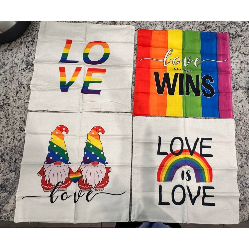 Rainbow Pride Pillow Shams 4 pack Pride Stripes LGBTQ Pride-month Rainbow 20X20"